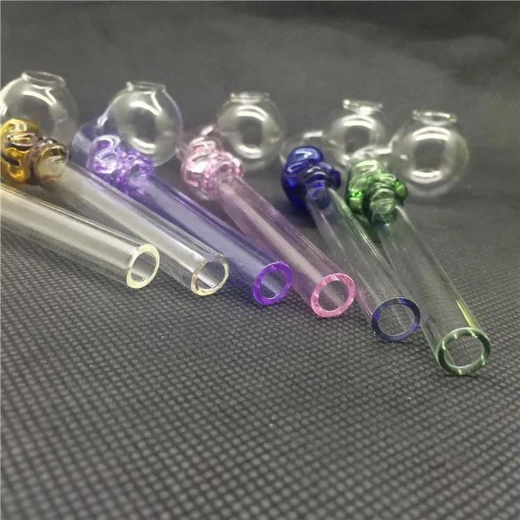 colorful glass pipe skull smoking handle pipes curved mini 6inches smoking pipes hand blown recycler oil burner