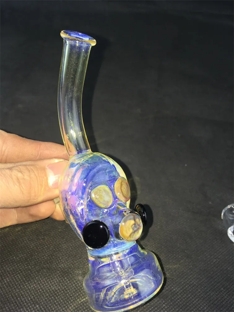 Mini tuyau de fumée verre eau Bong masque à gaz verre plate-forme pétrolière brûleur bécher en verre coloré Bongs recycleur barboteur 10mm Quartz Banger