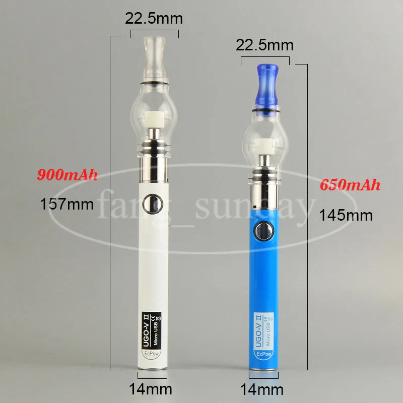 E Cigs Dab Wax Oil Shatter Tank Vapes Pen Starter Kit Glass Globe Dry Herb Vaporizer Evod UGO Micro USB 650 900mAh Battery