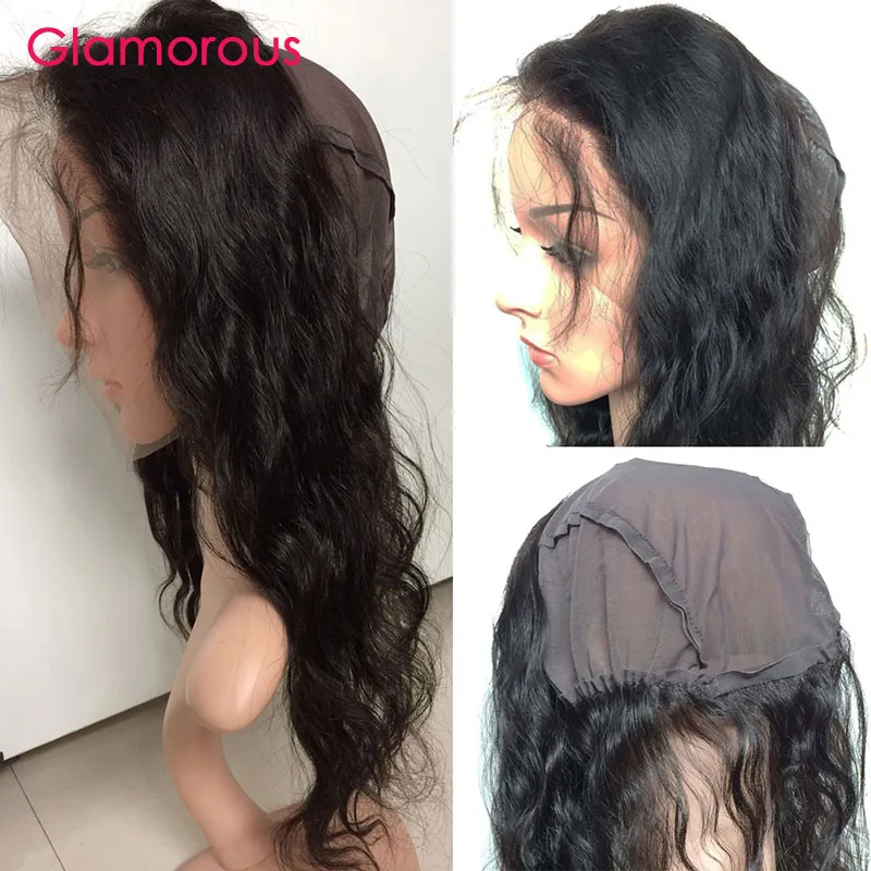 Glamorous 360 koronki frontal z czapką brazylijskie włosy 360 zamknięcie ciała fala proste ludzkie włosy frontal 22x4x3