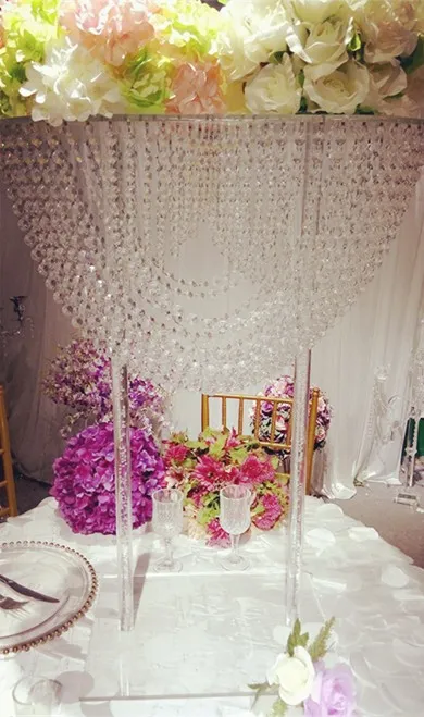 Centro de mesa de boda de cristal acrílico de 2 piezas, envío gratis, centro de mesa de acrílico para boda, soporte de flores, soporte de flores de acrílico para boda largo