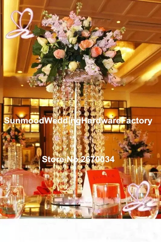 Cheapnew aisle stands weddings, crystal chandelier flower stand for decoration