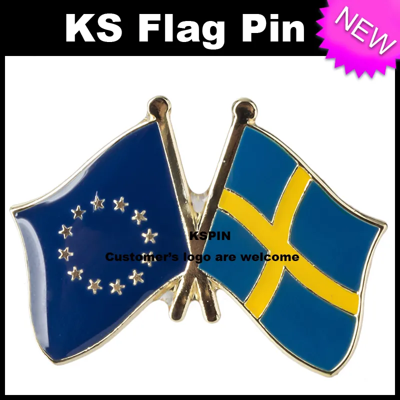 Flagge der Europäischen Union Schweden Abzeichen Flagge Pin 10pcs viel Freies Verschiffen XY0075-2
