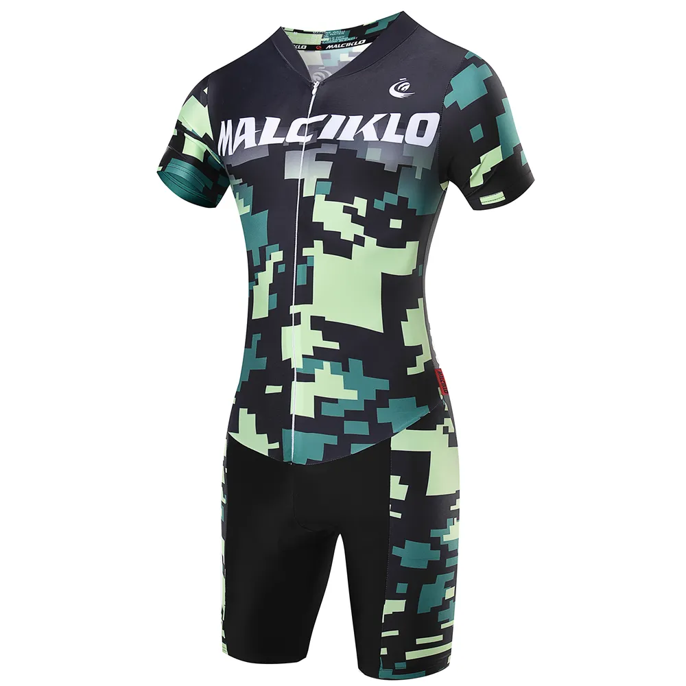 2024 Summer Camouflage cycling jersey Short Sleeve Cycling Skinsuit Unisex Triathlon invisible zipper tights conjoined Bike jumpsuit Bicycle Speedsuit