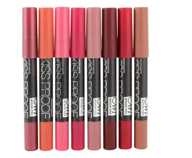 19 Färger Makeup Menow Kiss Proof Lip Pencil Cosmetic Matt Makeup Långvarig Effekt Pulverformig Mjukt läppstift Penna