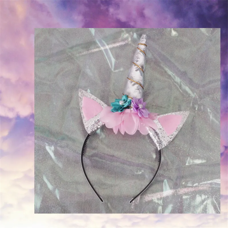 Fashion Magical Girls Kids Decorative Unicorn Horn Head Fancy Party Hair Headband Fancy Dress Cosplay Costume Jewelry Gift A08