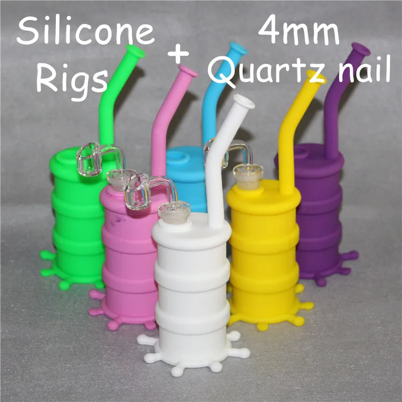 Fumatori Pipa ad acqua in silicone Narghilè Bong Dab Rigs Bong in silicone + Trasparente 4mm spessore 14mm quarzo maschio banger gratuito DHL