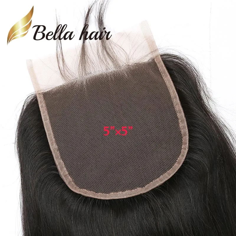 Bellahair Top 11A klass 5x5 Swiss spets stängning frontala rak mänsklig hårkvalitet peruansk indisk malaysisk brasiliansk 12 14 16 18 20 22 tum