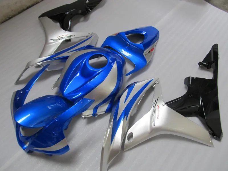 Injection mold 100% fit for Honda CBR600RR 07 08 blue silver black fairings set CBR600RR 2007 2008 OT11