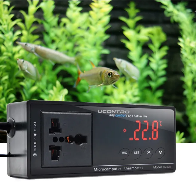 UCONTRO -40 ~ 212 F / -40 ~ 100 C للتحكم في درجة الحرارة الرقمية الالكترونية للتحكم في درجة الحرارة ث / المقبس للزواحف ، حوض السمك ، منظم