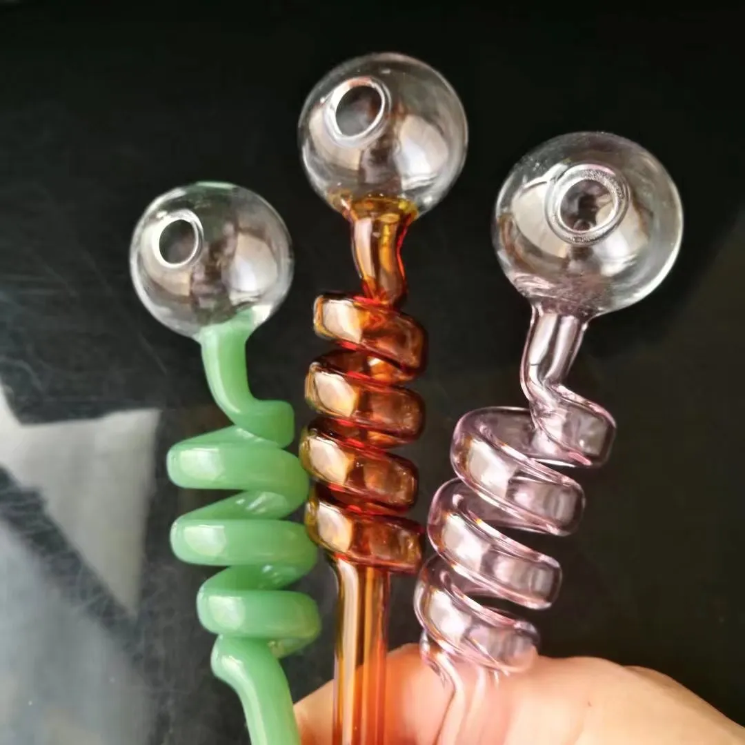 Panela em espiral reta, bongs por atacado queimador de óleo tubos de água equipamentos de tubo de vidro fumando frete grátis