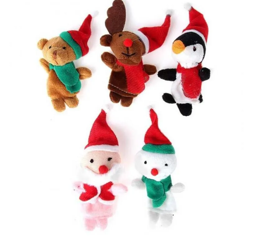 Nya julhandfingerdukar Tygduk Santa Claus Snowman Animal Toy Baby Educational Finger Puppet