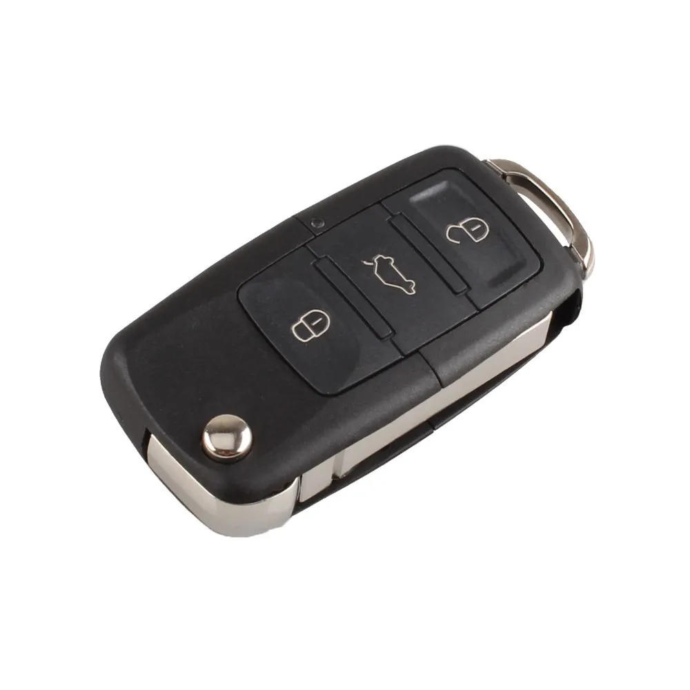 Étui pour clé télécommande de voiture, lame non coupée à 3 boutons, pour VW Jetta Beetle, coque de clé de voiture pliable, housse de remplacement sans clé