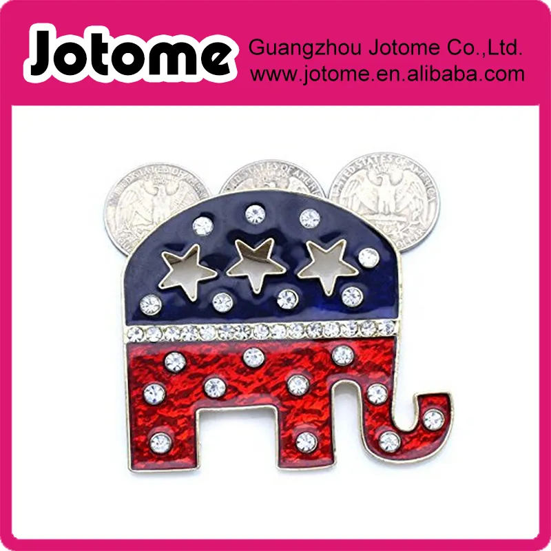 Grand Old Party GOP Symbol Patriotisk Elephant Brosch Pin