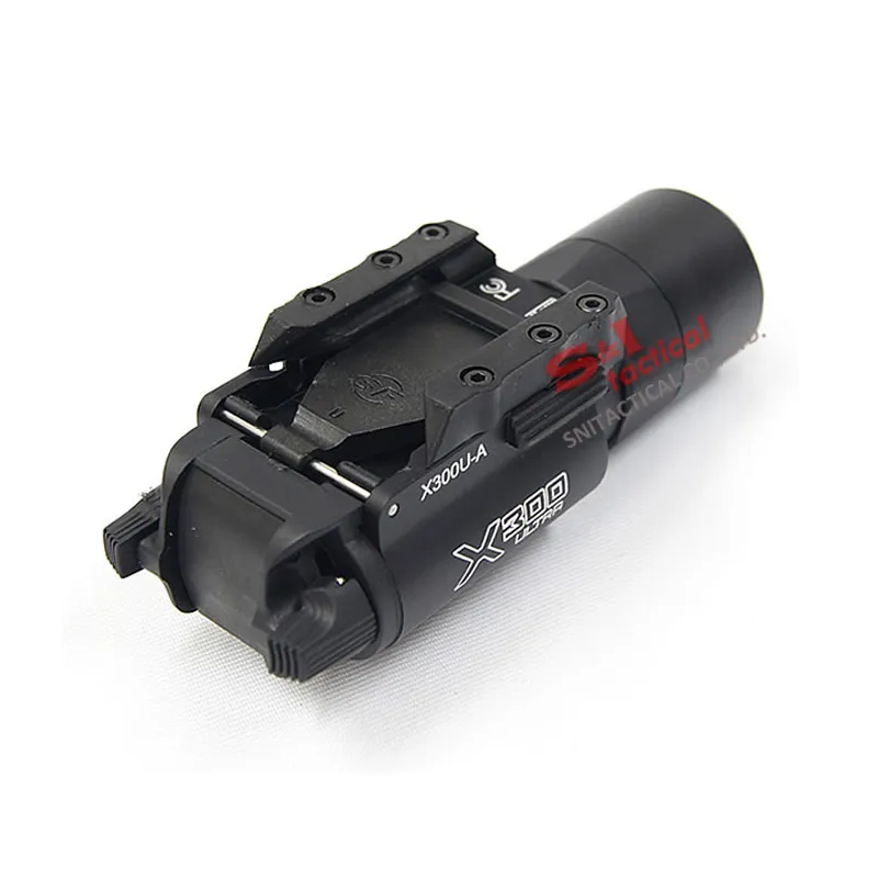 Lampe tactique SF X300 Ultra LED Gun Light X300U Convient aux armes de poing avec rails Picatinny ou universels pour lunette de visée noire