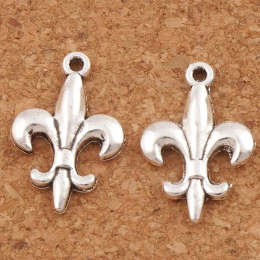 300pcs / lot 아이리스 Fleur-de-lis 꽃의 부적 펜던트 12.5x18.7mm 골동품 실버의 매력 쥬얼리 DIY L387