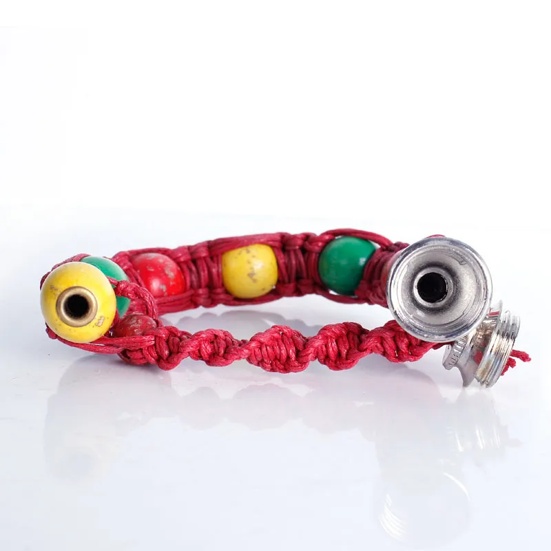 Draagbare metalen kralenarmband rookpijp Jamaica rasta polsbandjes pijpen 3 kleuren retail menwomen cool geschenken knoop touw roken ACC8491326