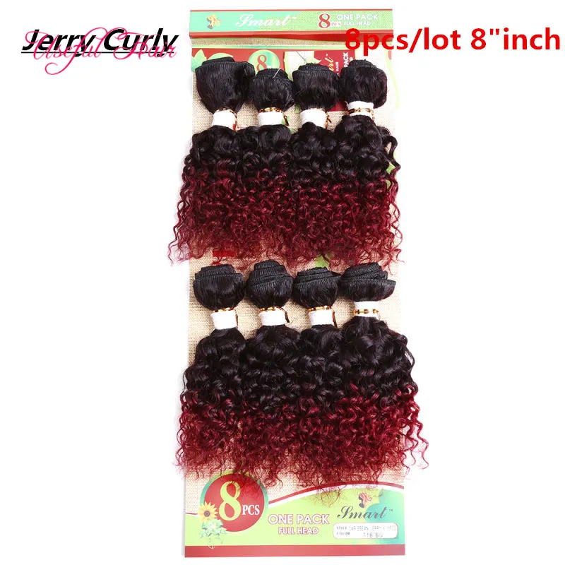 Burgundowe włosy 8 Bundles przedłużanie 12 cali głębokie kręcone brazylijskie włosy 250 g Kinky Curly Black Color Ombre Brown Brazylijska Wave Natural1857159