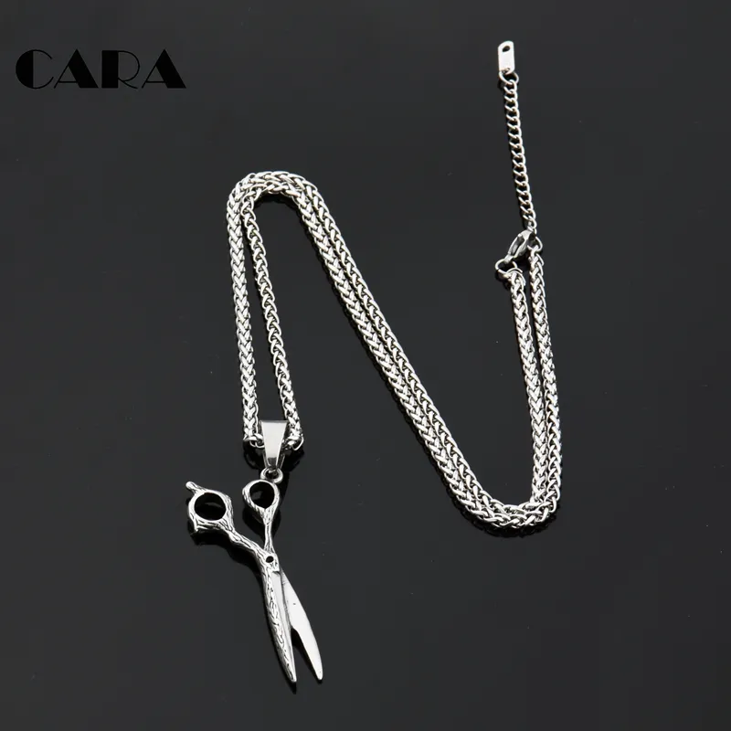 Stainless Steel Dressmakers Shears Scissors Necklace Pendant For Men