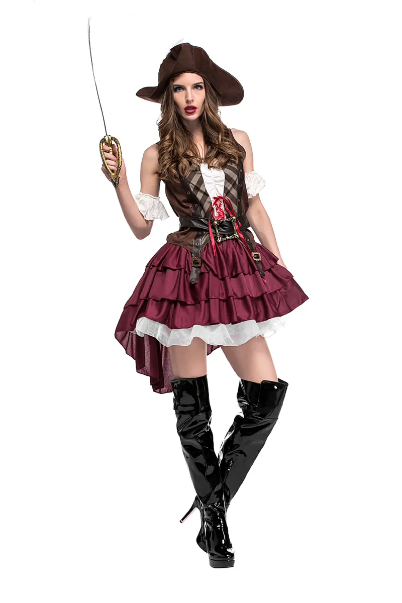 Classic Sexy Women Pirate Costume Vintage Gothic Fancy Dress Halloween Carnival Themed Party Corsair Cosplay Outfits