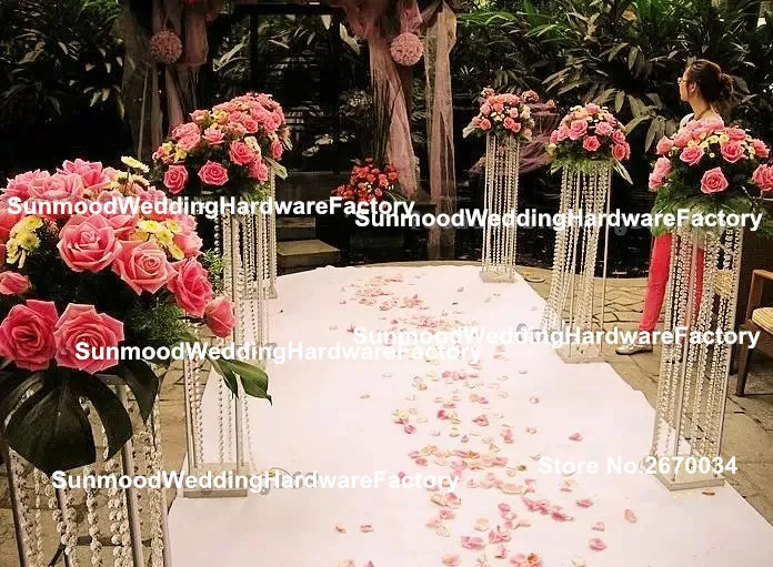 Wedding Walk Way Flower Stand Stage Plats Arylic Crystal Column Pillar för bröllopsdekoration