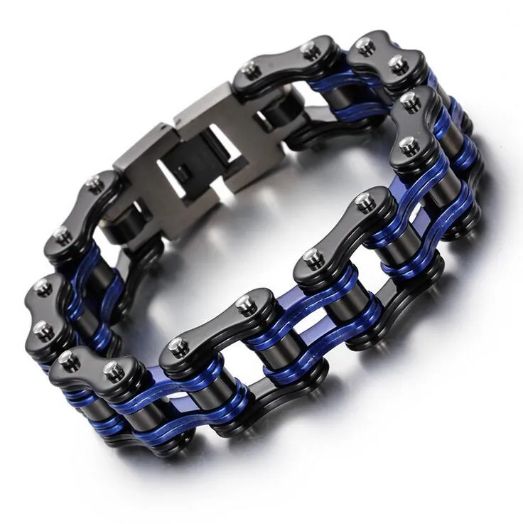 16mm lourd hommes moto vélo chaîne bracelet multicolore hiphop punk en acier inoxydable hommes femmes motard vélo lien bracelets Bangl235n