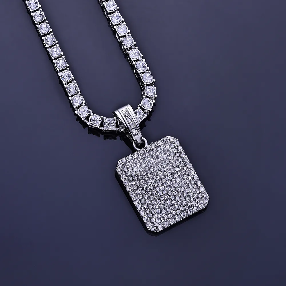 Nouveau HipHop collier bijoux lourd or argent plein de strass Hip Hop marée chien Tag hommes femmes mode chaîne