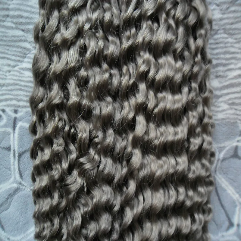 Grå hår väv Brasilianskt hårväv buntar 200g Brasiliansk Kinky Curly Virghow Gray Curly Weave Human Hair 2st