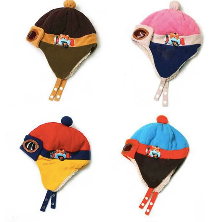 Niños pequeños Cool Baby Boy Girl Kids Infant Winter Pilot Warm Cap Bomber Hat Head ciucumtance de 47-52cm 4 años 90g