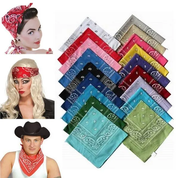 100% Cotton Paisley Bandanas doublesided head wrap scarf 55*55cm 12pcs/lot