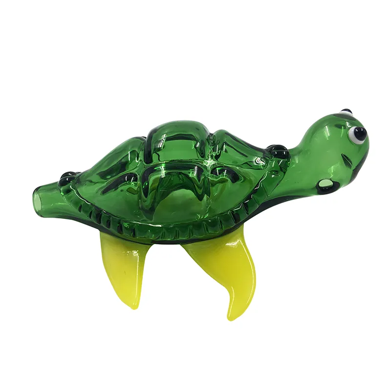 Glas Rökpipor 5.2 inches Glasrör Sköldpadda Stil Handrör Rör Grön färg för rökning