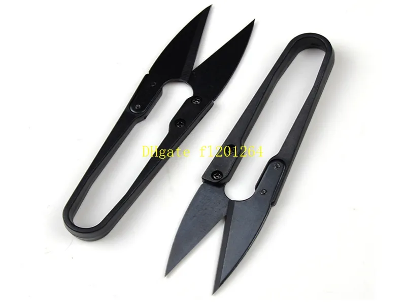 100 stks / partij Snelle verzending Hoge kwaliteit Carbon Steel Yarn Black Handle Thread Cross Stitch u Scissors Tailor Naaien Cutter