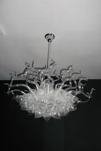 Modern Ceiling Lights Fixture Semi Flush Mount Clear Hand Blown Glass Art Living Room Lighting Chadelier LR098