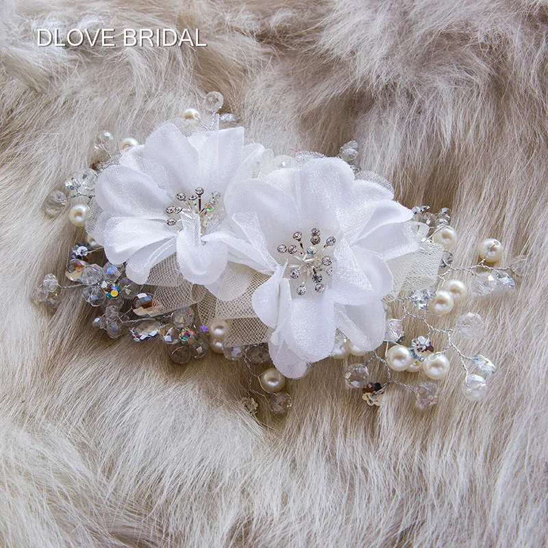 Nouveau Blanc Rouge Cheveux De Mariée Fleurs Vendre De Haute Qualité Cristal De Mariage Flexible Accessoire De Cheveux Floral Sydney Coiffe De Mariée Hea276K