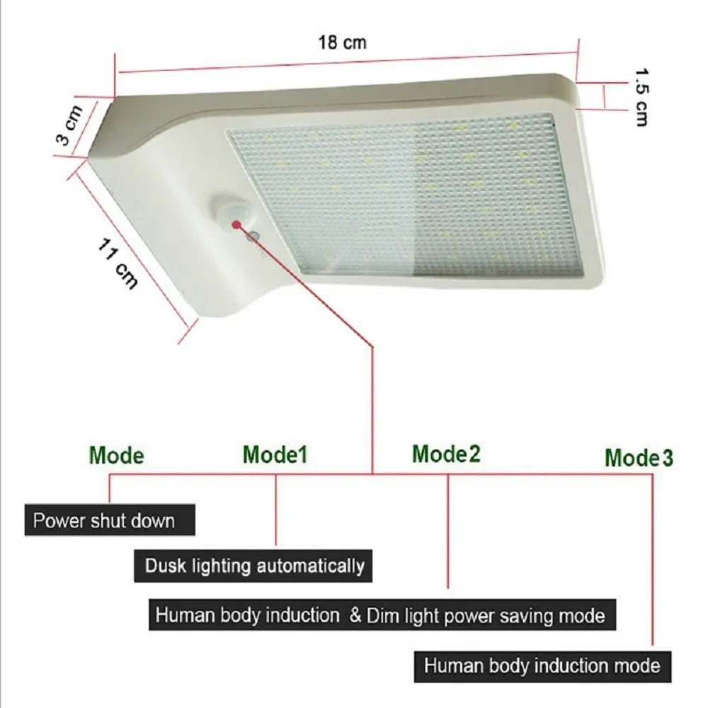 محسس حركة PIR LED Wall lamp الطاقة الشمسية في الهواء الطلق ضوء ليلي في الهواء الطلق لباب حديقة الشارع ساحة المسار سياج Patio الأمن أضواء شمسية