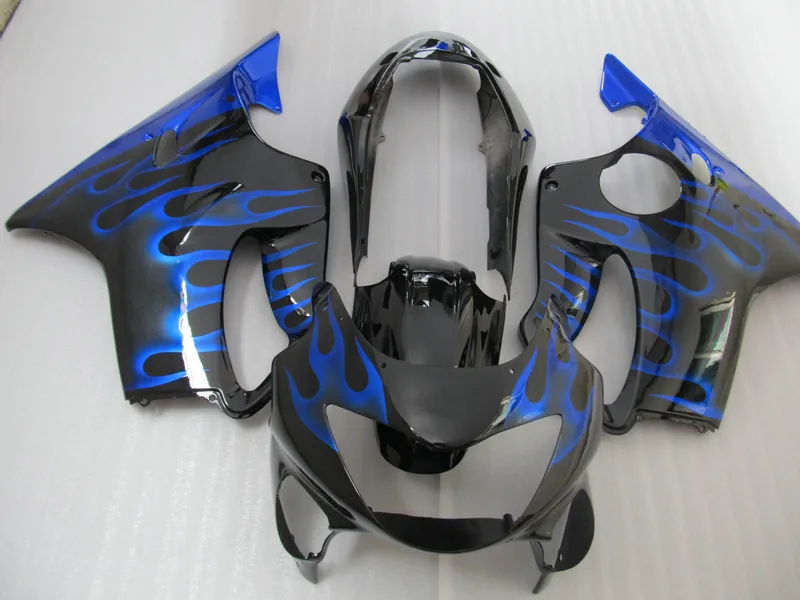 Injektionsgjutning Hot Sale Fairing Kir för Honda CBR600 F4 1999 2000 Röda Flammor Svart Fairings Set CBR600F4 99 00 OT16