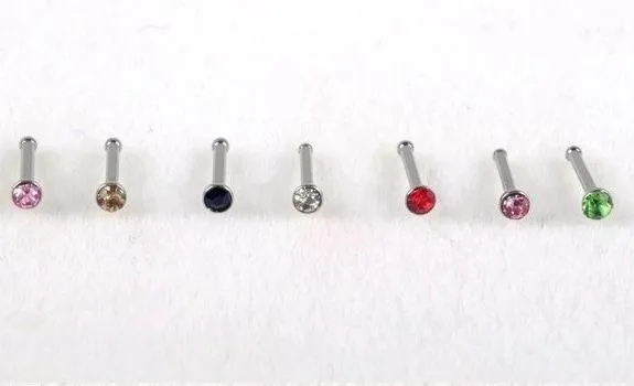 24st / set näsa ring mode kropp smycken näsa stud rhinestone 316L rostfritt kirurgisk stål näsa piercing kristall stud AK107