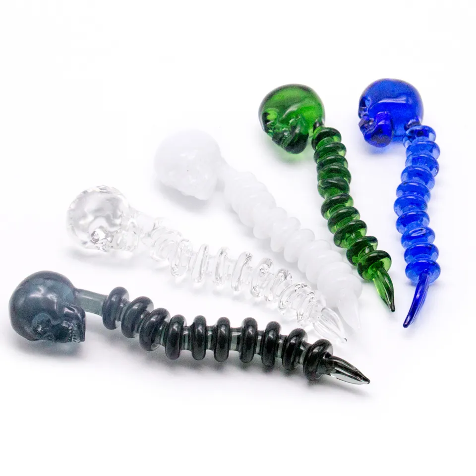 Hookahs Curved Skull Glass Dabber Carb Cap com 5 cores Dabbers Função Quartz Banger Nail