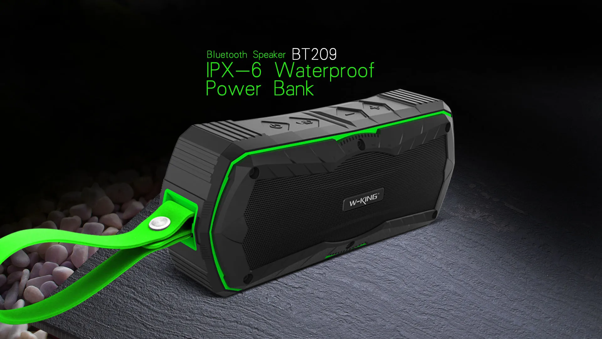 Wholesale W-king S9 Outdoor Waterproof Bluetooth Speaker Portable Wireless Hands-free Stereo Speaker Power Bank 4000mAh charge mobile phones