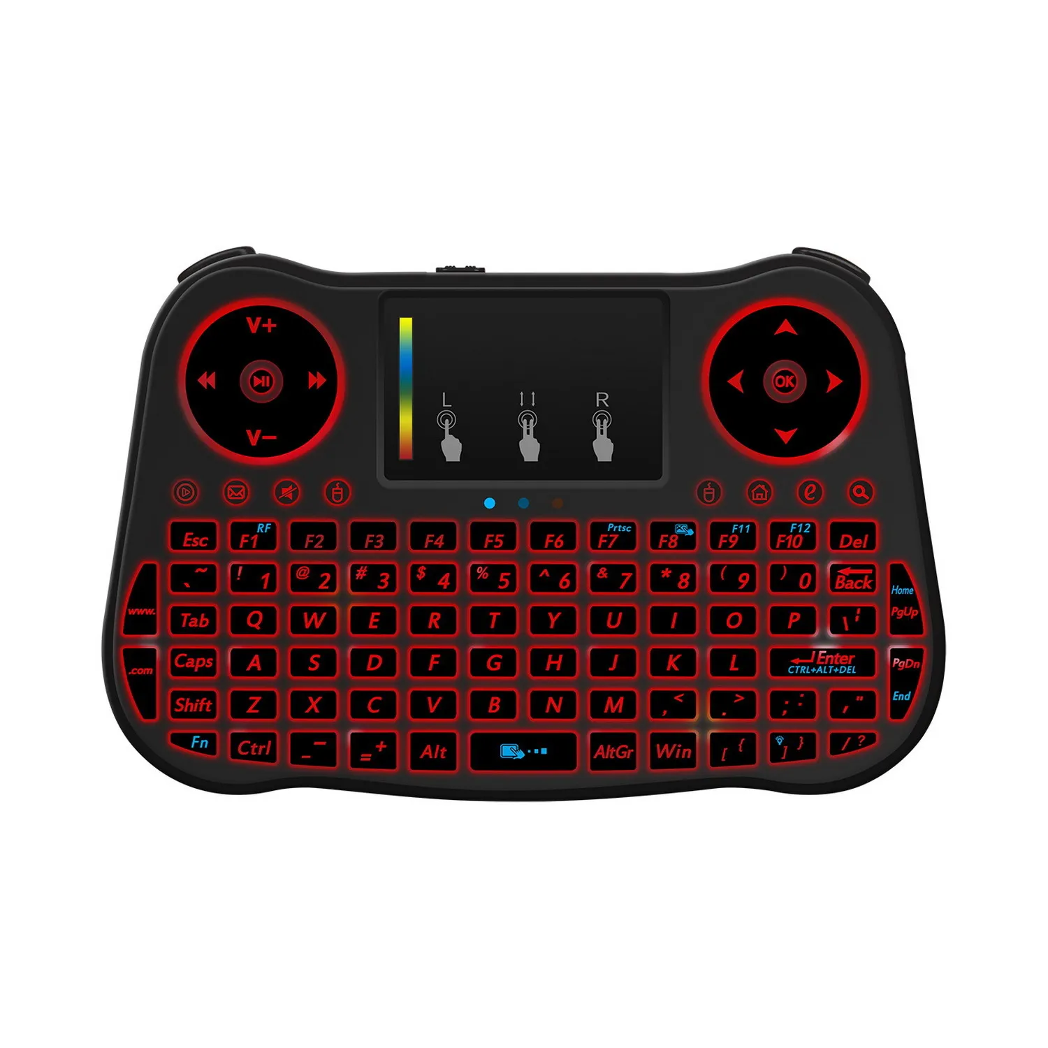 mini mt08 2.4ghz teclado sem fio 7 cor backlit inglês controle remoto touchpad para Android caixa de tv tablet pc inteligente tv pk i8