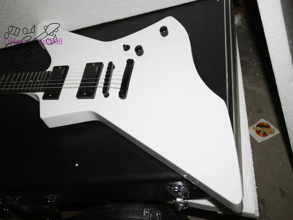 NewJames Hetfield Snake Byte i vita gitarrer Custom Shop White Electric Guitar Special Shape Guitars Factory Outlet