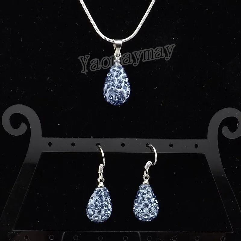 Crystal Jewelry Set Rhinestone Water Drop Shaped Pendant Earrings And Necklace For Party Whole272D
