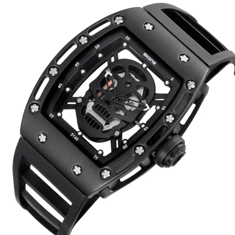 SKONE 2017 Marke Quarz Männer Uhren Pirate Schädel Stil Militär Silikon Männer Sport Armbanduhr Wasserdicht Relogio Masculino186a