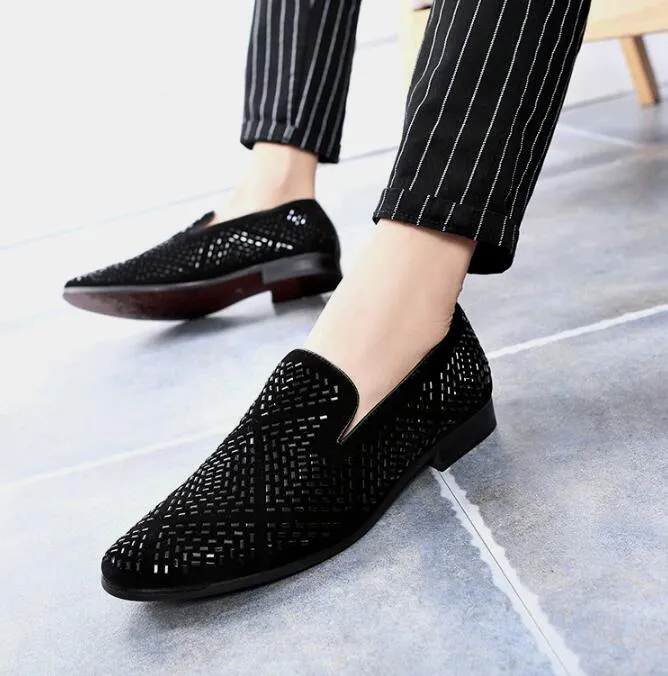 Fashion Studded Men`s Casual Loafers Dress Shoes Set auger Italy Style Man Party Wedding Shoes 328