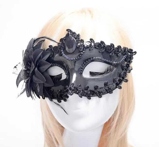 Hallowmas Maschera veneziana gli occhi Maschere mascherate con piume di fiori Maschera pasquale Maschera feste da ballo G602