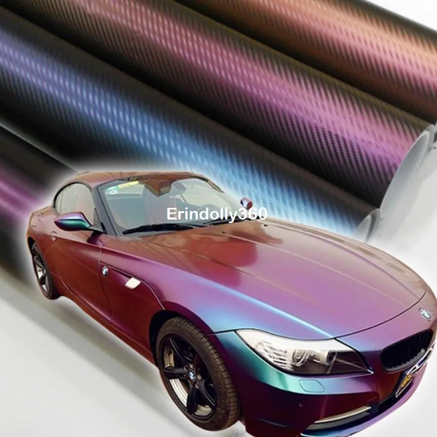 15230cm 3d fibre de carbone vinyle voiture emballage feuille voiture autocollant décoration caméléon autocollants pour voiture style gratuit