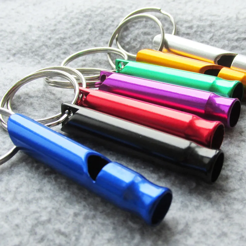 200pcs/lot Aluminum Alloy Pet dog training whistles first-aid outdoor whistle with keyring mixed colors available