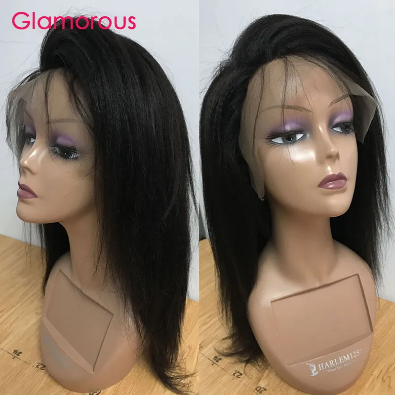 Glamorous Light Yaki Proste Włosy Peruki Czołowe Koronkowe Peruki Brazylijski Indian Mongolian Kambodżańscy Ludzkiej Koronki Włosów Przód Peruka Dla Czarnych Kobiet