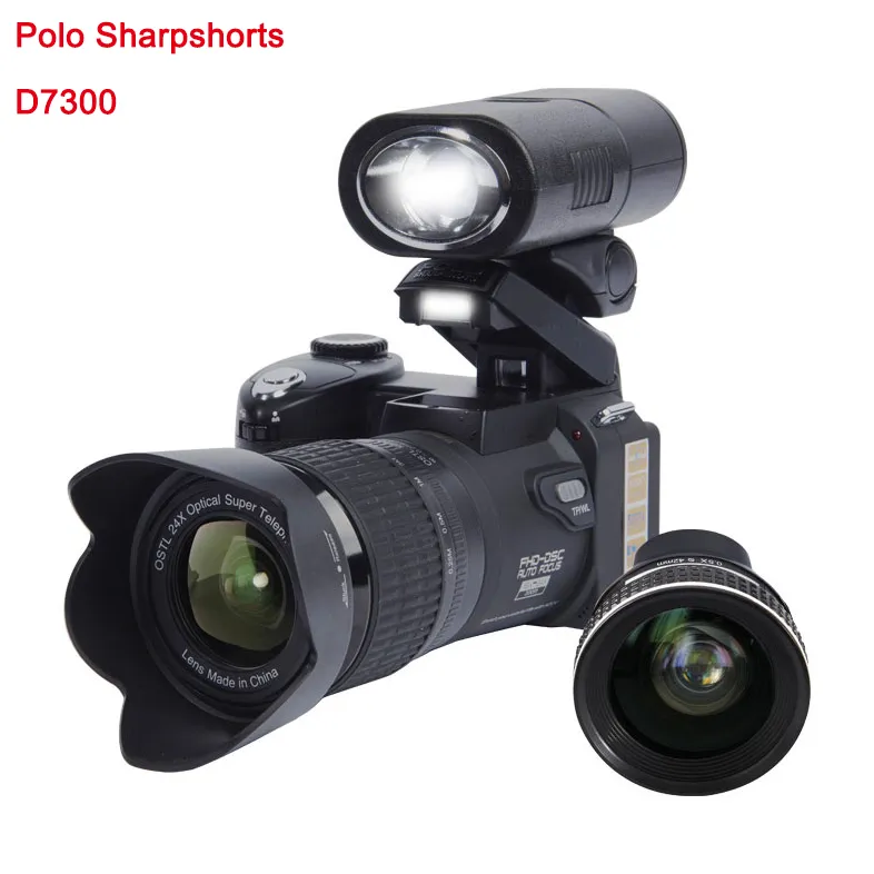 PROTAX D7300 appareils photo numériques 33MP professionnel DSLR 24X Zoom optique téléobjectifs 8X objectif grand Angle LED projecteur trépied