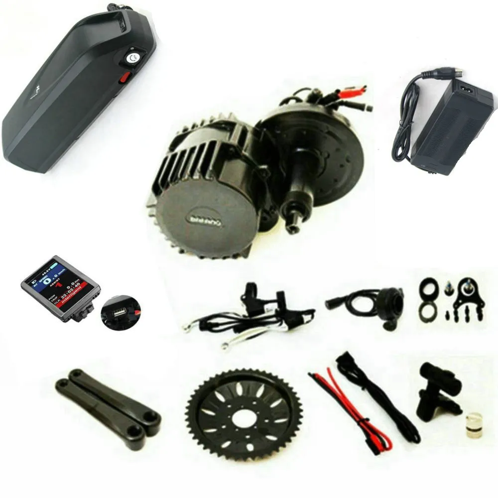 Bafang 8fun BBSHD MID Drive Kit Motor, 48 V 1000W DIY Trike Ebike Kits zusätzliche Anschlüsse für Zahnradsensorlicht mit Hagelgatterie